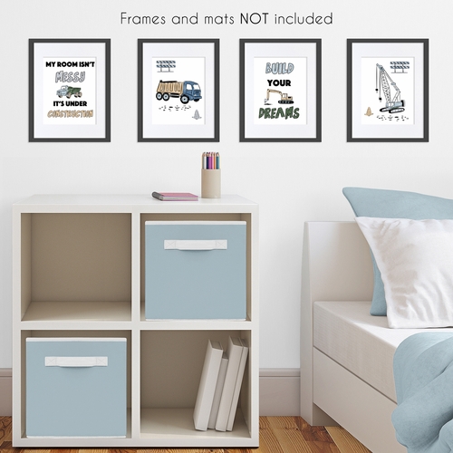 Construction Truck Green and Blue Collection Wall Art Prints - Set of 4 - alt image 2