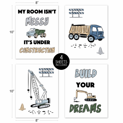 Construction Truck Green and Blue Collection Wall Art Prints - Set of 4 - alt image 4