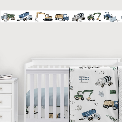 Construction Truck Green and Blue Collection Wallpaper Border