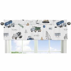 Construction Truck Green and Blue Collection Window Valance