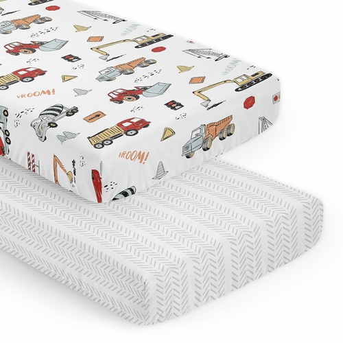 Construction Truck Red and Blue Collection 2 Pack Crib Sheets