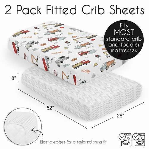 Construction Truck Red and Blue Collection 2 Pack Crib Sheets - alt image 5