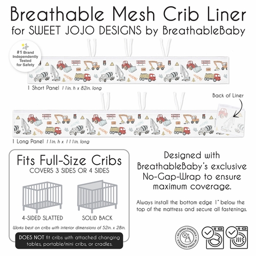 Construction Truck Red and Blue Collection Sweet Jojo Designs + BreathableBaby Breathable Mesh Crib Liner - alt image 5