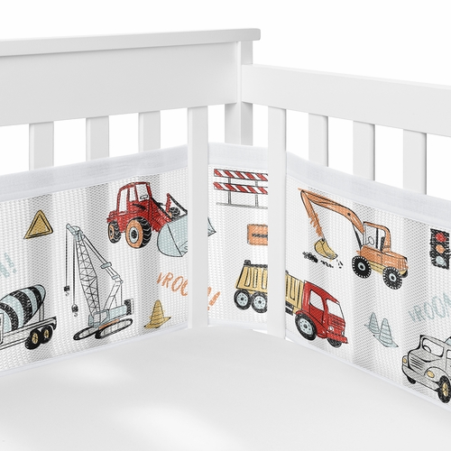 Construction Truck Red and Blue Collection Sweet Jojo Designs + BreathableBaby Breathable Mesh Crib Liner
