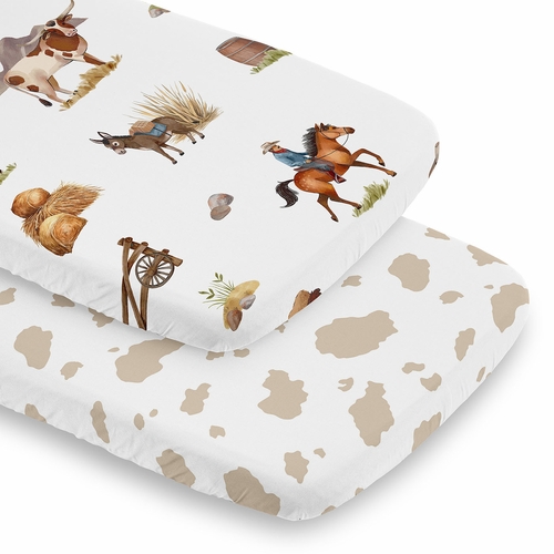 Country Western Collection 2 Pack Baby Bassinet Fitted Sheets