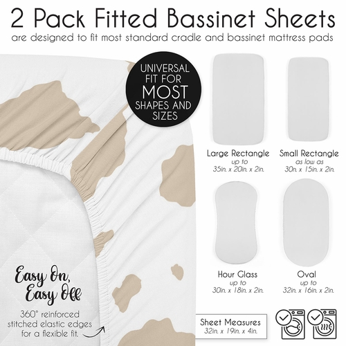 Country Western Collection 2 Pack Baby Bassinet Fitted Sheets - alt image 5