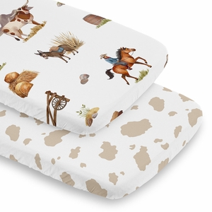 Country Western Collection 2 Pack Baby Bassinet Fitted Sheets