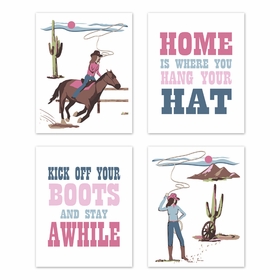 Cowgirl Collection Wall Art Prints - Set of 4