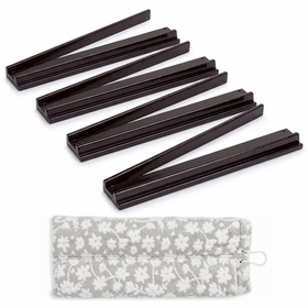 Dark Brown Wooden Mahjong Racks with Pushers (17in.) & Travel Bag - Set of 4