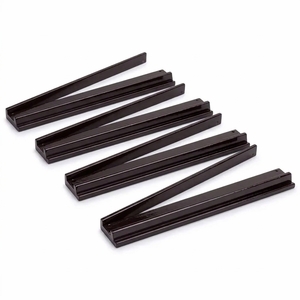 Dark Brown Wooden Mahjong Racks with Pushers (17in.) & Travel Bag - Set of 4