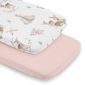 Deer Floral Collection 2 Pack Baby Bassinet Fitted Sheets