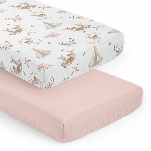 Deer Floral Collection 2 Pack Crib Sheets