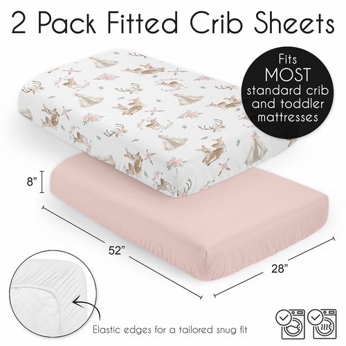 Deer Floral Collection 2 Pack Crib Sheets - alt image 5