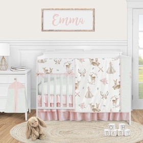 Deer Floral Collection 5 Piece Crib Bedding