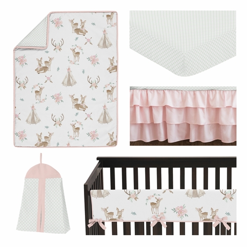Deer Floral Collection 5 Piece Crib Bedding - alt image 1