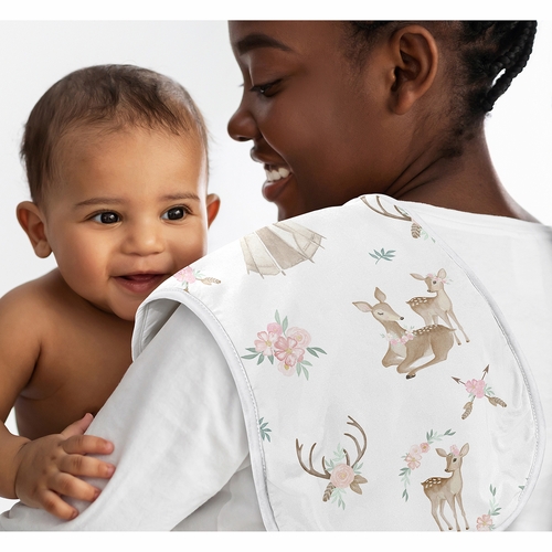 Deer Floral Collection Absorbent Burp Cloths - 3 Pack Set - alt image 1