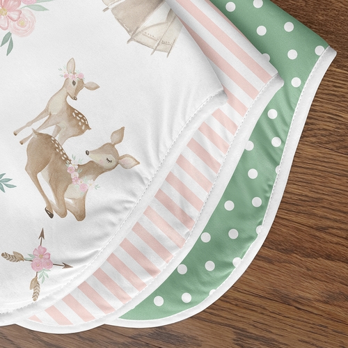 Deer Floral Collection Absorbent Burp Cloths - 3 Pack Set - alt image 4