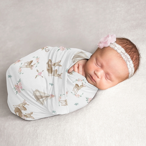 Deer Floral Collection Baby Swaddle Blanket