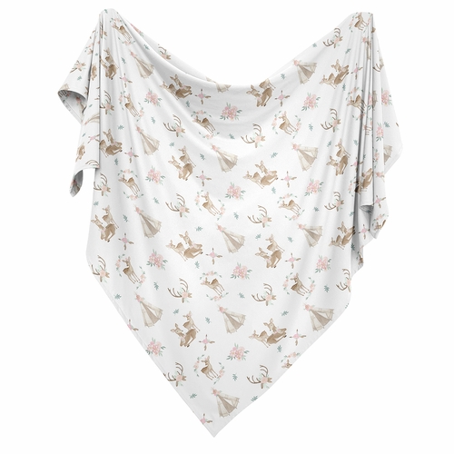 Deer Floral Collection Baby Swaddle Blanket - alt image 1