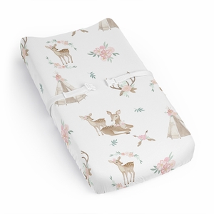 Deer Floral Collection Changing Pad Cover Sheet
