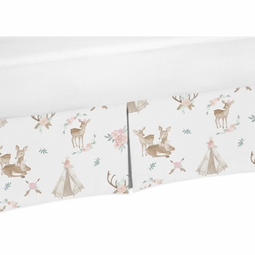 Deer Floral Collection Crib Bed Skirt