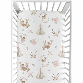 Deer Floral Collection Crib Sheet