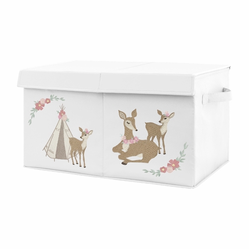 Deer Floral Collection Fabric Toy Bin Storage