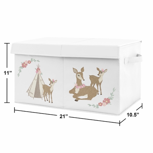 Deer Floral Collection Fabric Toy Bin Storage - alt image 1