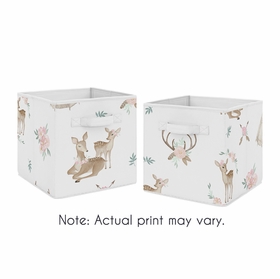 Deer Floral Collection Foldable Fabric Storage Bins - Set of 2