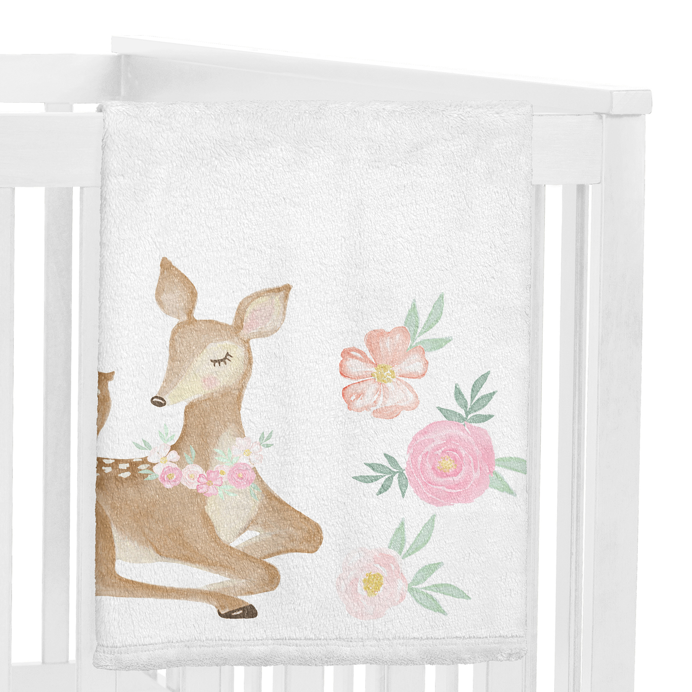 Deer Floral Collection Monthly Milestone Baby Blanket