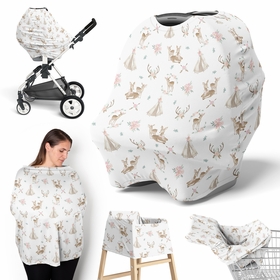 Deer Floral Collection Multi Use Baby Car Seat and Nursing Cover