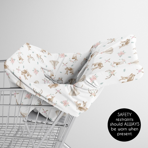 Deer Floral Collection Multi Use Baby Car Seat and Nursing Cover - alt image 3
