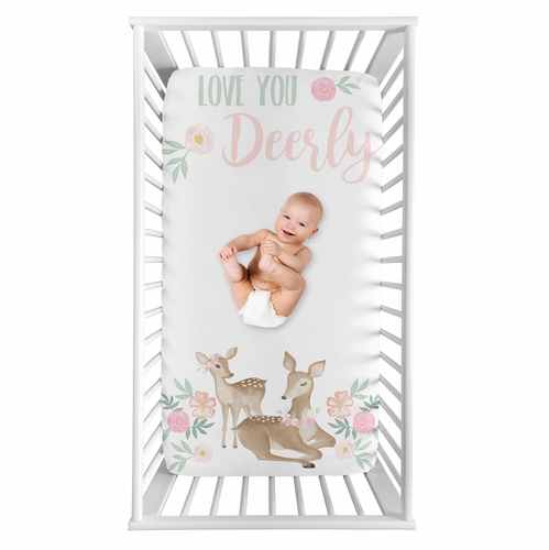 Deer Floral Collection Photo Op Crib Sheet
