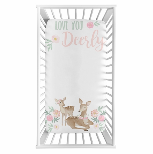 Deer Floral Collection Photo Op Crib Sheet - alt image 1