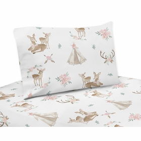 Deer Floral Collection Queen Sheet Set