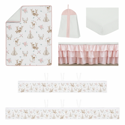 Deer Floral Collection Sweet Jojo Designs 6 Piece Crib Bedding + BreathableBaby Breathable Mesh Liner - alt image 1