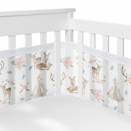 Deer Floral Collection Sweet Jojo Designs 6 Piece Crib Bedding + BreathableBaby Breathable Mesh Liner - alt image 2