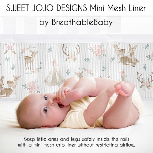 Deer Floral Collection Sweet Jojo Designs + BreathableBaby Breathable Mini Mesh Crib Liner - alt image 2