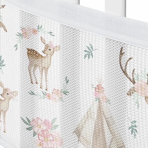 Deer Floral Collection Sweet Jojo Designs + BreathableBaby Breathable Mini Mesh Crib Liner - alt image 4