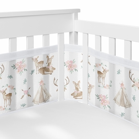 Deer Floral Collection Sweet Jojo Designs + BreathableBaby Breathable Mini Mesh Crib Liner
