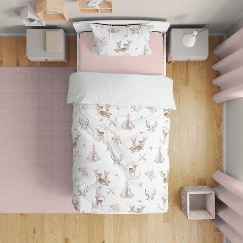 Deer Floral Collection Toddler Bedding - alt image 1