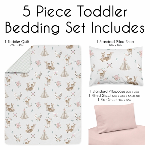 Deer Floral Collection Toddler Bedding - alt image 2