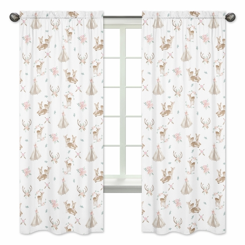 Deer Floral Collection Window Panels - Set of 2