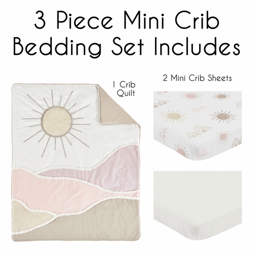 Desert Sun Collection 3 Piece Mini Crib Bedding Set