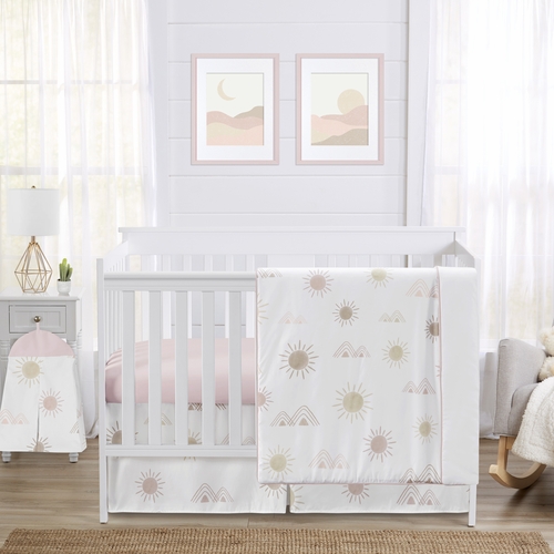 Desert Sun Collection 4 Piece Crib Bedding - Sun and Mountain Print