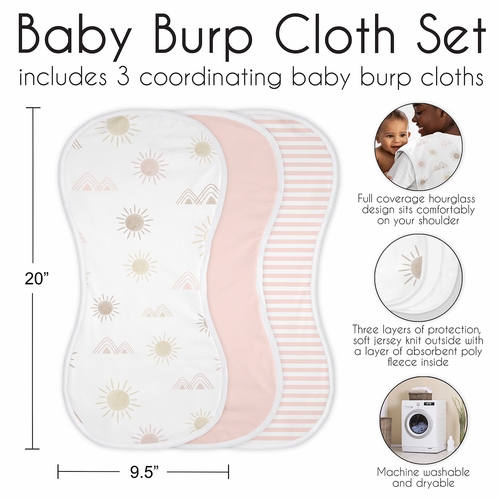 Desert Sun Collection Absorbent Burp Cloths - 3 Pack Set - alt image 5