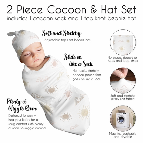 Desert Sun Collection Baby Cocoon and Beanie Hat - 2 Piece Set - alt image 5
