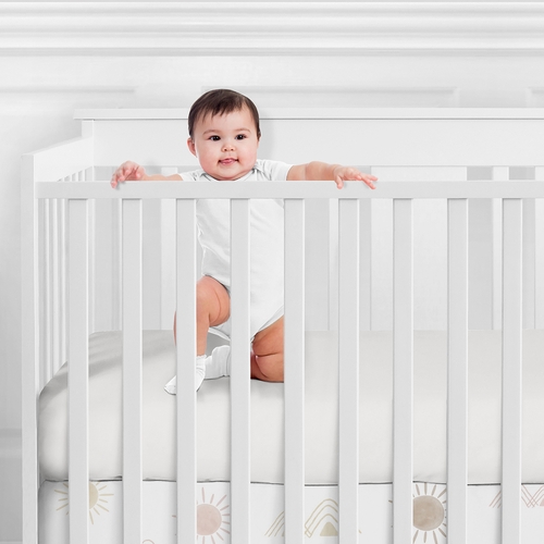 Desert Sun Collection Crib Sheet - Solid Ivory - alt image 1