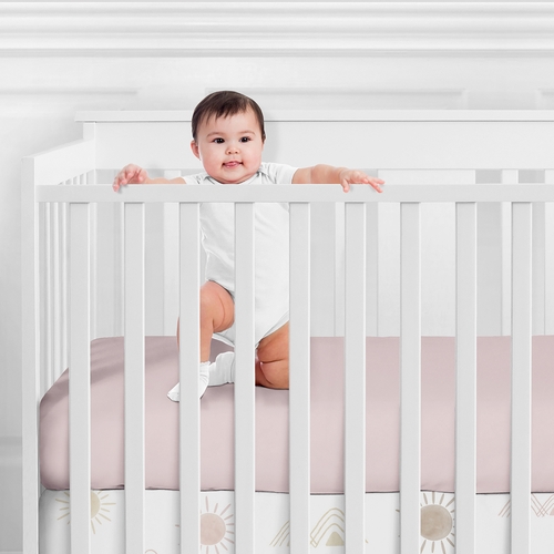 Desert Sun Collection Crib Sheet - Solid Mauve - alt image 1