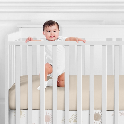 Desert Sun Collection Crib Sheet - Solid Taupe - alt image 1